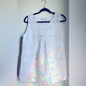 Light Pink Sleeveless Pintuck Floral Blouse